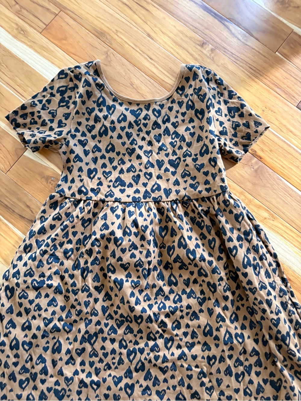 Old Navy Tan Dress with Black Heart Print